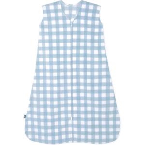 HALO Micro-Fleece Wearable Blanket, Swaddle Transition Sleeping Bag, TOG 1.0(Gingham Blue)