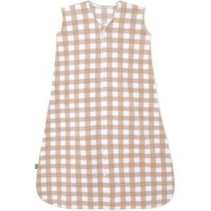 HALO Micro-Fleece Wearable Blanket, Swaddle Transition Sleeping Bag, TOG 1.0(Gingham Tan)
