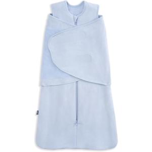 HALO SleepSack SuperSoft Swaddle, Cozy Bamboo Viscose, 3-Way Adjustable Swaddle, 2 Way Zipper, 2 TOG(Blue Fog)