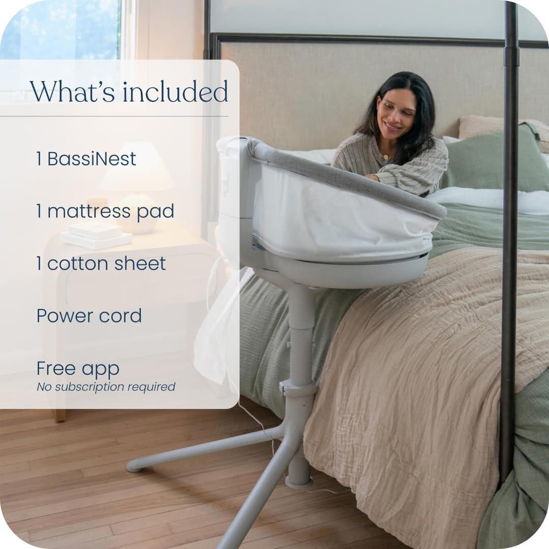 imageHALO BassiNest Connected Swivel Sleeper 30 Smart Bassinet with AutoSoothe 360 Swivel Cry Detection Rocking Vibration amp Soothing Sounds Easy Lowering Wall for Postpartum Recovery30 Connected