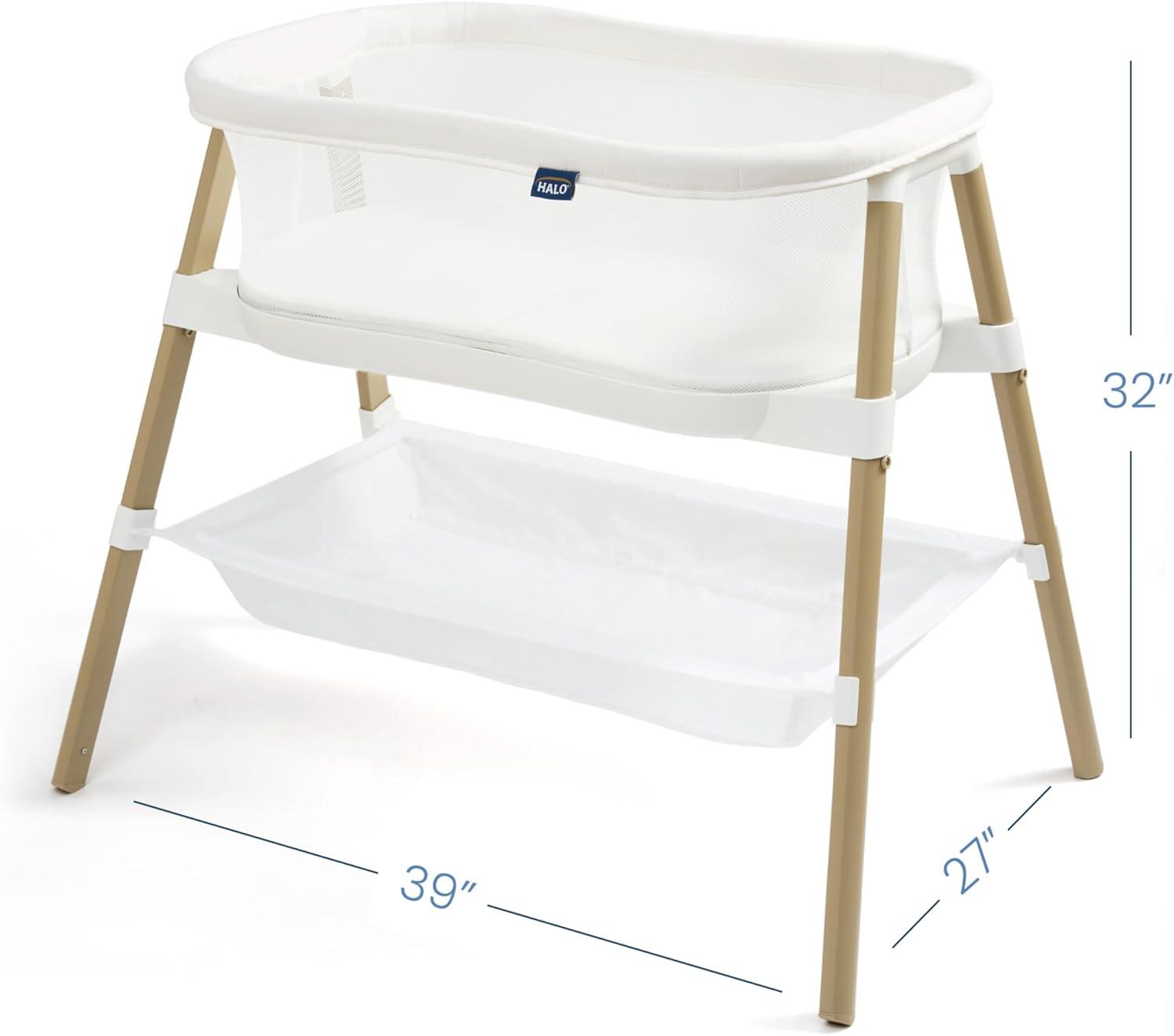 imageHALO BassiNest Essential Sleeper Portable Baby Bassinet with Breathable Mesh Sides Storage Shelf amp Easy Assembly Lightweight SpaceSaving Bedside Crib for NewbornsStandard