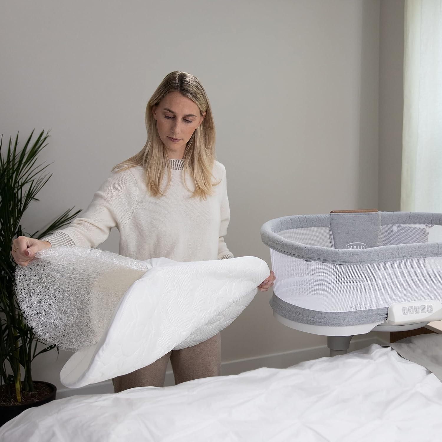 imageHALO DreamWeave Breathable Mesh BassiNest Pad 100 Washable Cover and Core Hypoallergenic NonToxic Materials