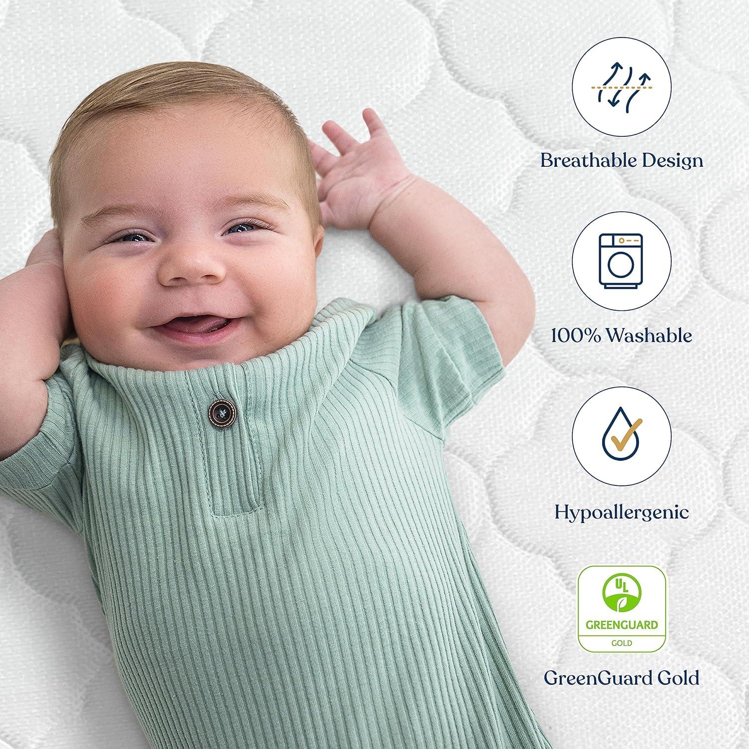 imageHALO DreamWeave Crib amp Toddler Mattress  100 Breathable Mattress and Core Dual Sided 2Stage Design Machine Washable Cover Hypoallergenic Open Strand Polymer Core Greenguard CertDreamweave Mattress