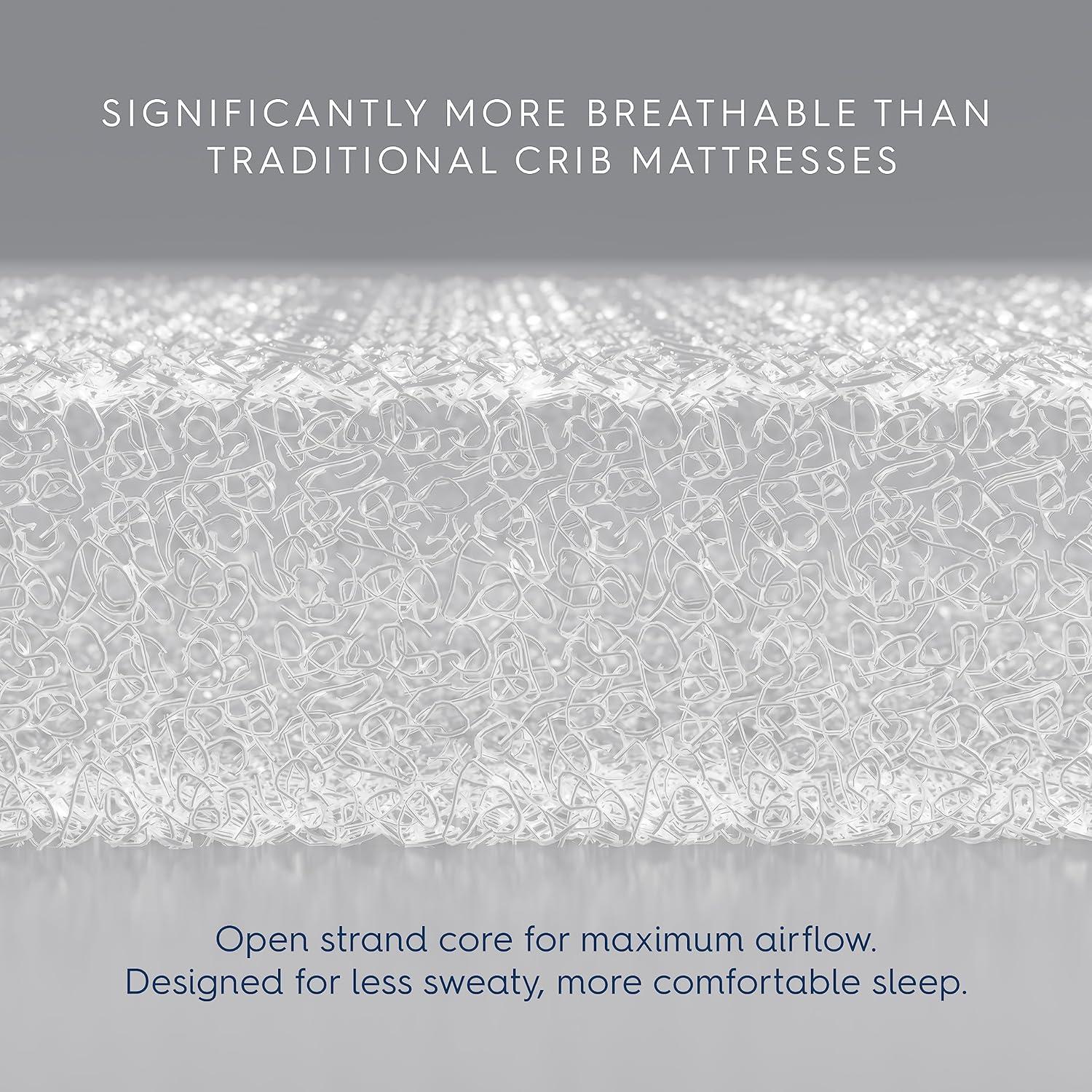 imageHALO DreamWeave Crib amp Toddler Mattress  100 Breathable Mattress and Core Dual Sided 2Stage Design Machine Washable Cover Hypoallergenic Open Strand Polymer Core Greenguard CertDreamweave Mattress