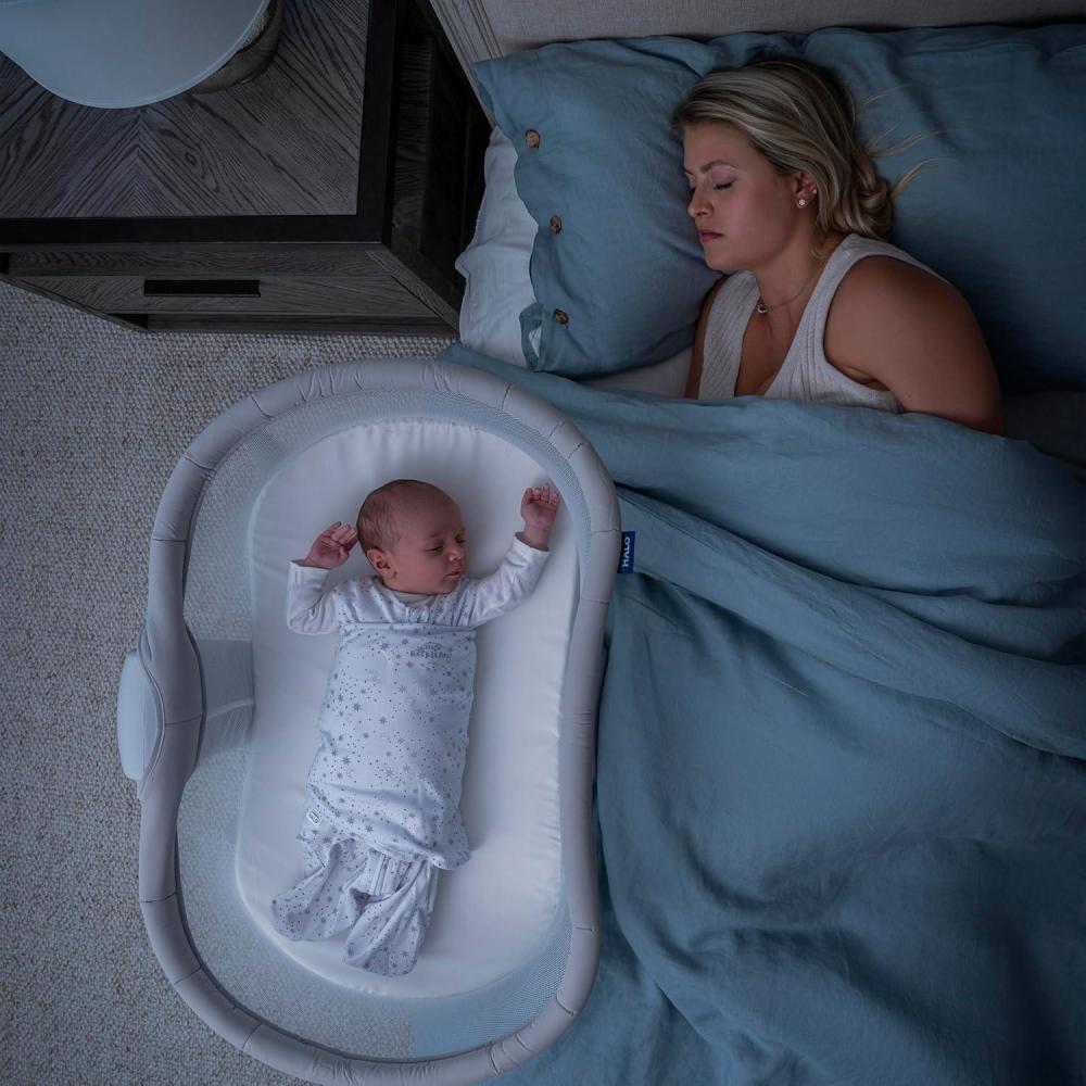 imageHALO BassiNest Connected Swivel Sleeper 30 Smart Bassinet with AutoSoothe 360 Swivel Cry Detection Rocking Vibration amp Soothing Sounds Easy Lowering Wall for Postpartum Recovery30 Soothing