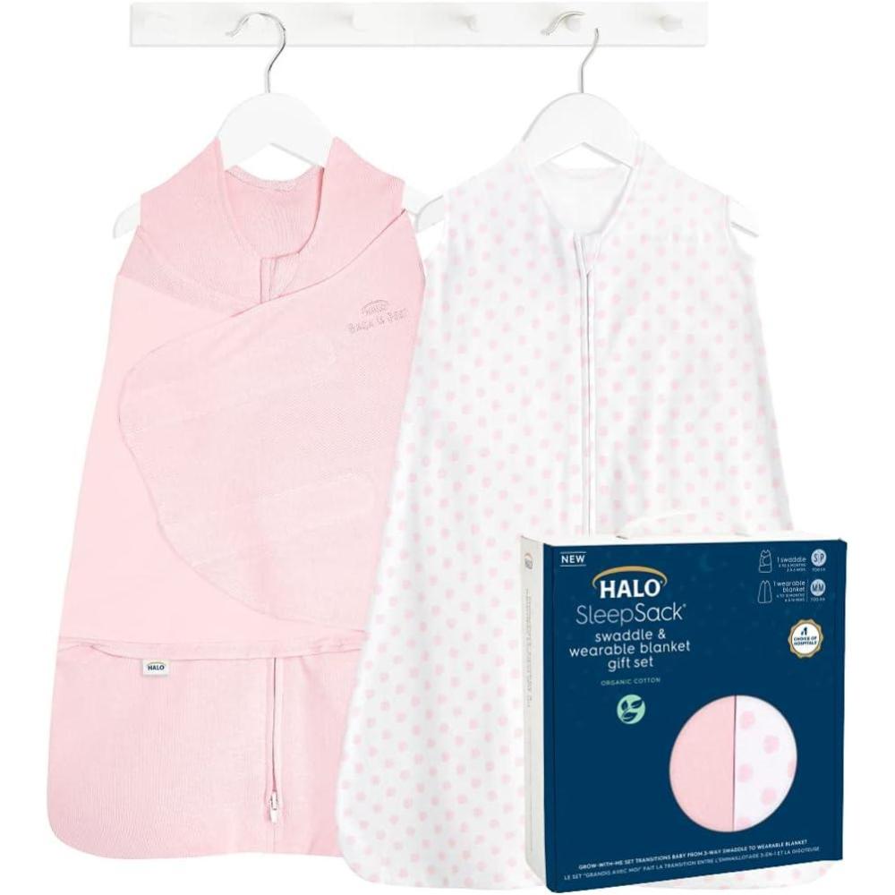 imageHALO Sleepsack Swaddle 36 Months and Wearable Blanket 612 Months 100 Organic Cotton 2Piece Gift Set with Box TOG 15Strawberry  Gift Box