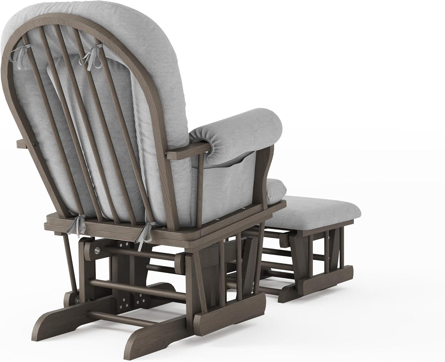 imageChild Craft Cozy Glider Rocker and Ottoman Set Padded Cushion with Convenient Storage Pockets Solid Wood Base amp Frame Matte White with Light Gray CushionDapper Gray With Light Gray Cushion