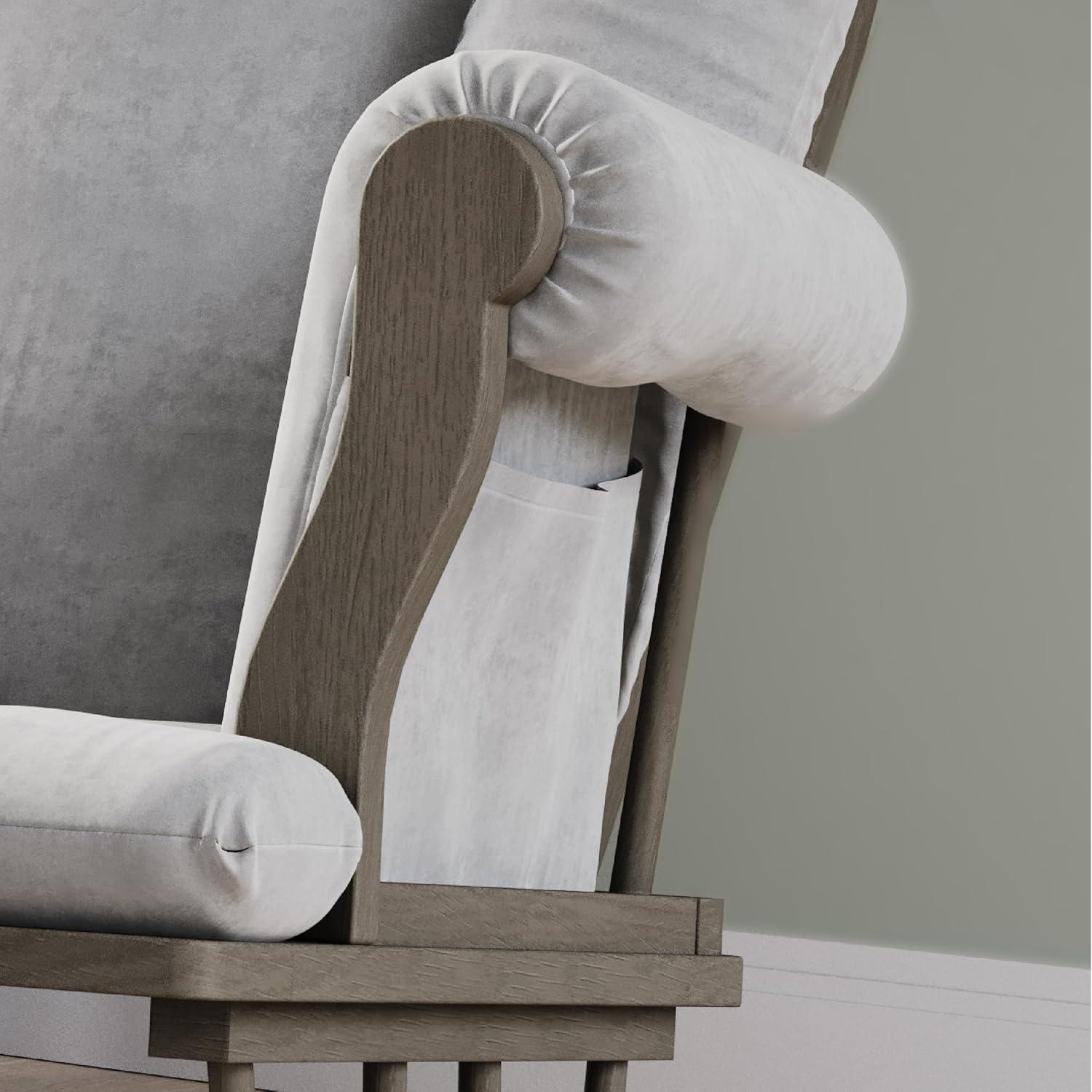 imageChild Craft Cozy Glider Rocker and Ottoman Set Padded Cushion with Convenient Storage Pockets Solid Wood Base amp Frame Matte White with Light Gray CushionDapper Gray With Light Gray Cushion