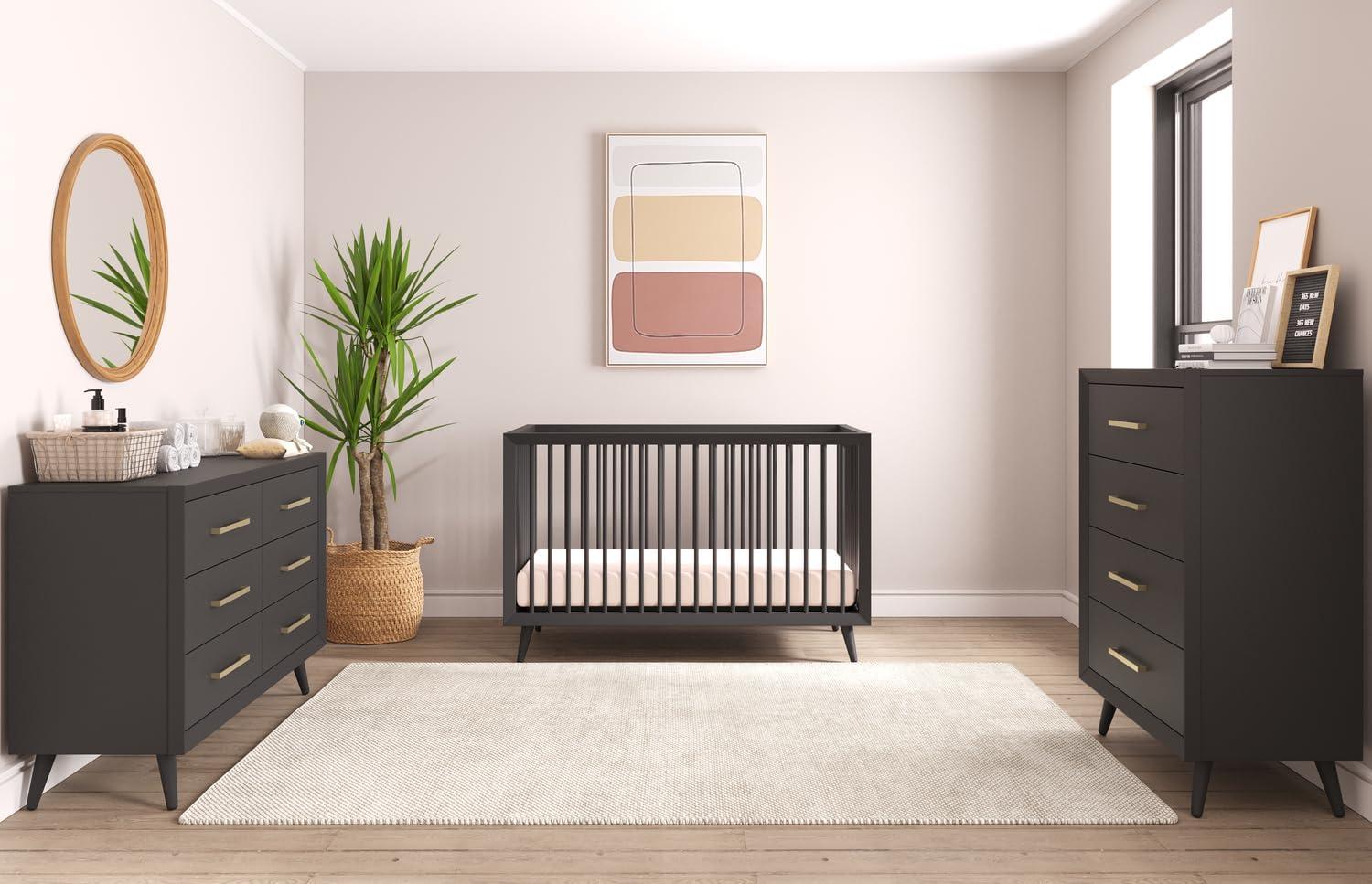 imageChild Craft Cranbrook 4 Drawer Dresser for Nursery or Bedroom Plenty of Storage AntiTip Kit Included to Prevent Tipping NonToxic Baby Safe Finish Lunar GrayEbony Black