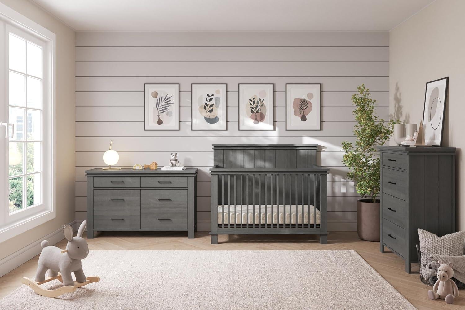 imageChild Craft Denman 4in1 Convertible Crib Baby Crib Converts to Day Bed Toddler Bed and Full Size Bed 3 Adjustable Mattress Positions NonToxic Baby Safe Finish Midnight Gray