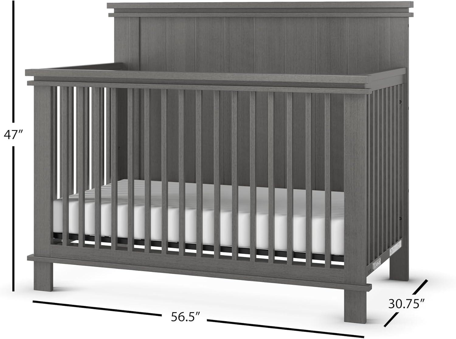 imageChild Craft Denman 4in1 Convertible Crib Baby Crib Converts to Day Bed Toddler Bed and Full Size Bed 3 Adjustable Mattress Positions NonToxic Baby Safe Finish Midnight Gray