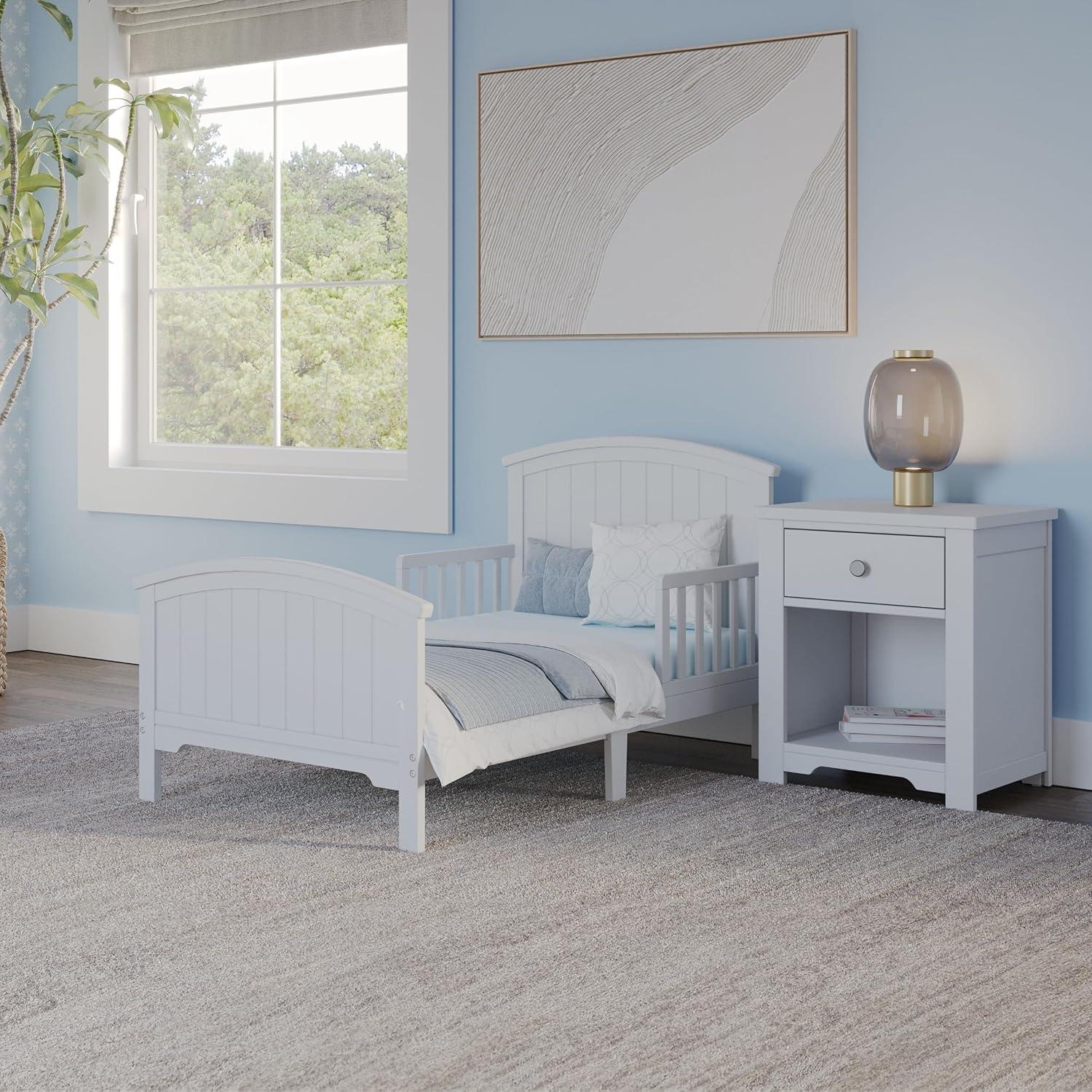 imageChild Craft Hampton Arch Top Toddler Bed for Kids with Guard Rails Low to Ground Design Made of Pinewood Featuring Clean Lines to Match Any Dcor Matte WhiteMatte White