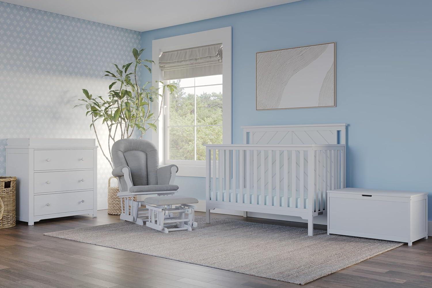 imageChild Craft Hampton Flat Top 4in1 Convertible Crib Baby Crib Converts to Day Bed Toddler Bed and Full Size Bed 3 Adjustable Mattress Positions NonToxic Baby Safe Finish Matte White