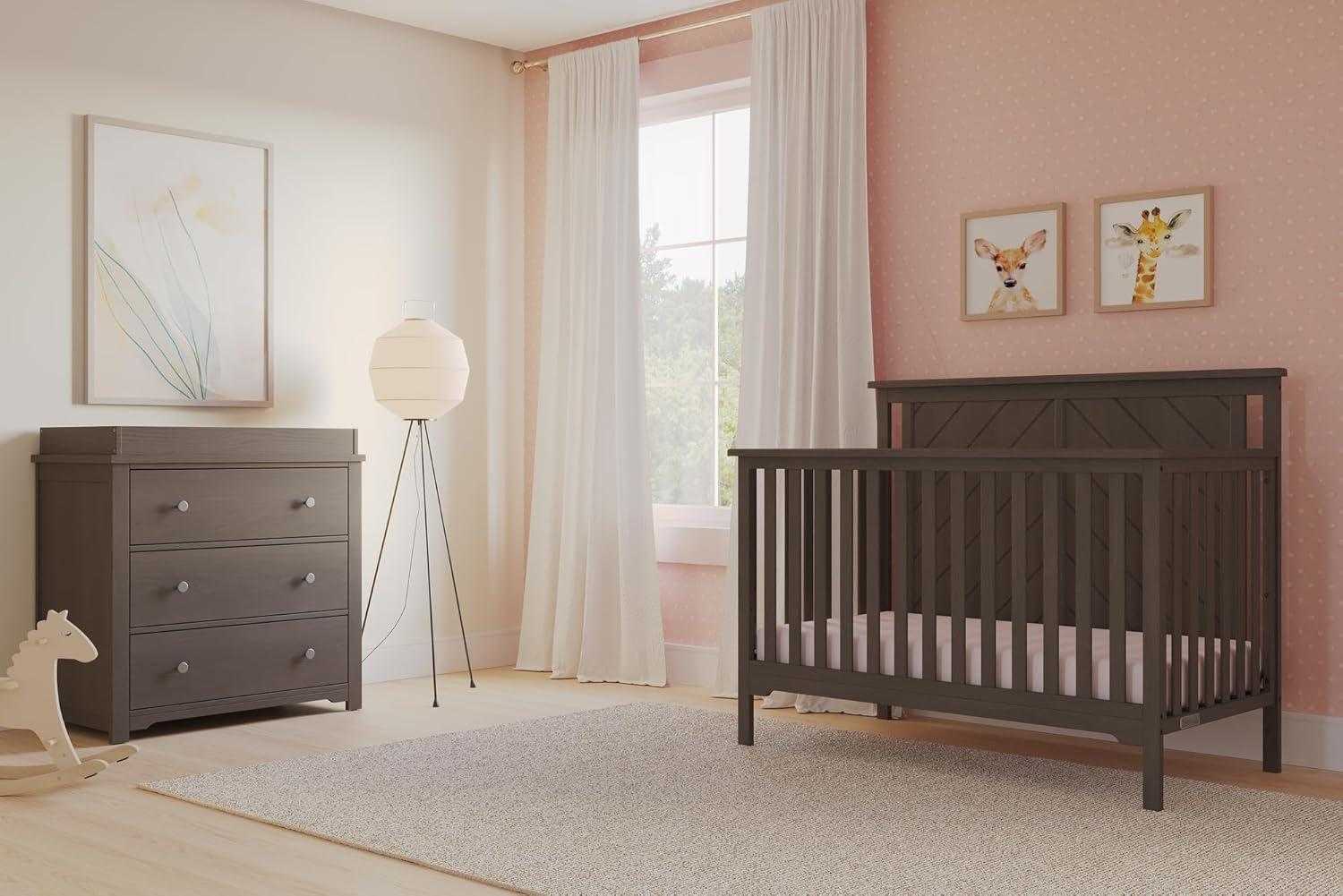 imageChild Craft Hampton Flat Top 4in1 Convertible Crib Baby Crib Converts to Day Bed Toddler Bed and Full Size Bed 3 Adjustable Mattress Positions NonToxic Baby Safe Finish Dapper Gray