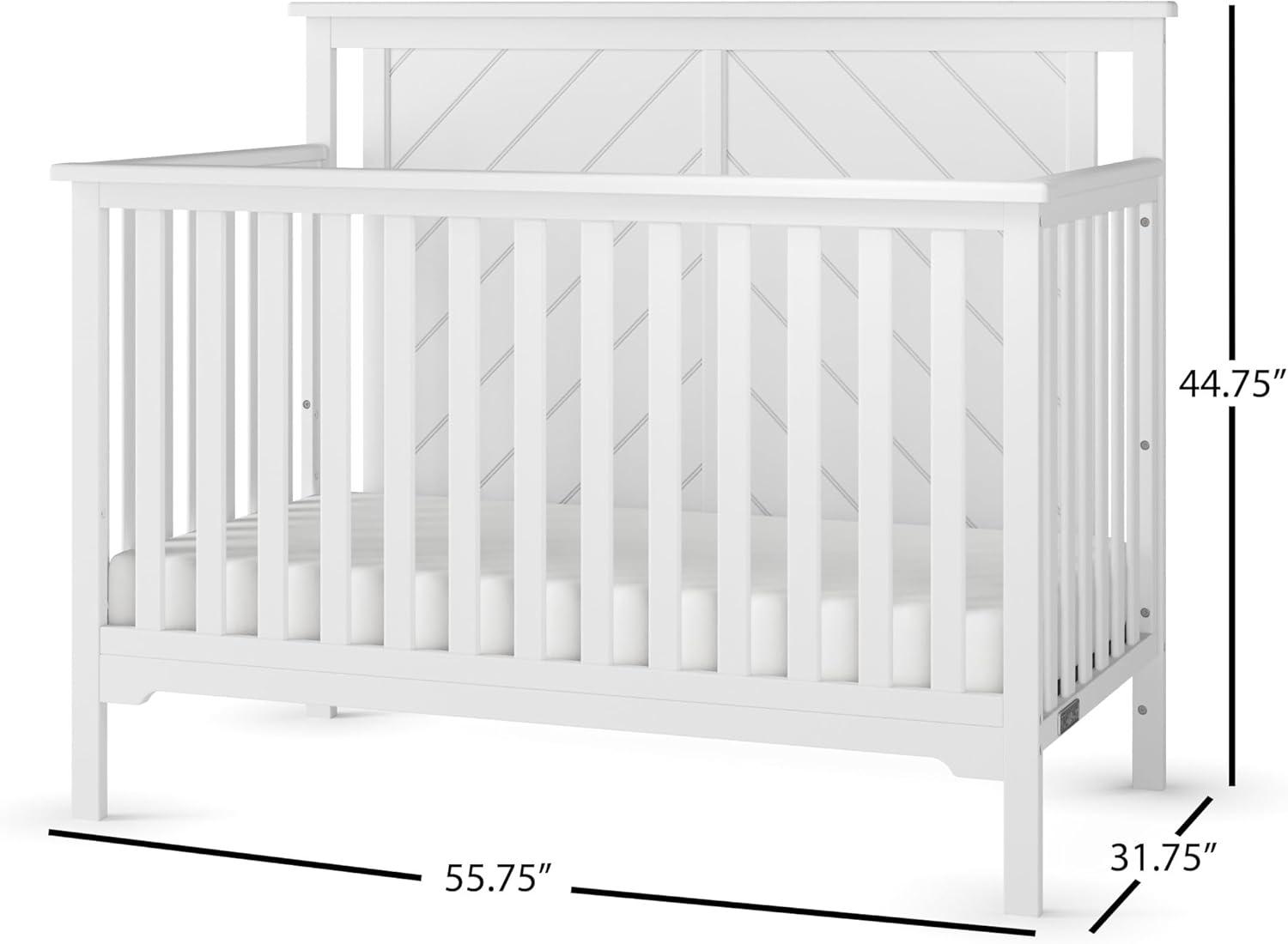 imageChild Craft Hampton Flat Top 4in1 Convertible Crib Baby Crib Converts to Day Bed Toddler Bed and Full Size Bed 3 Adjustable Mattress Positions NonToxic Baby Safe Finish Matte White