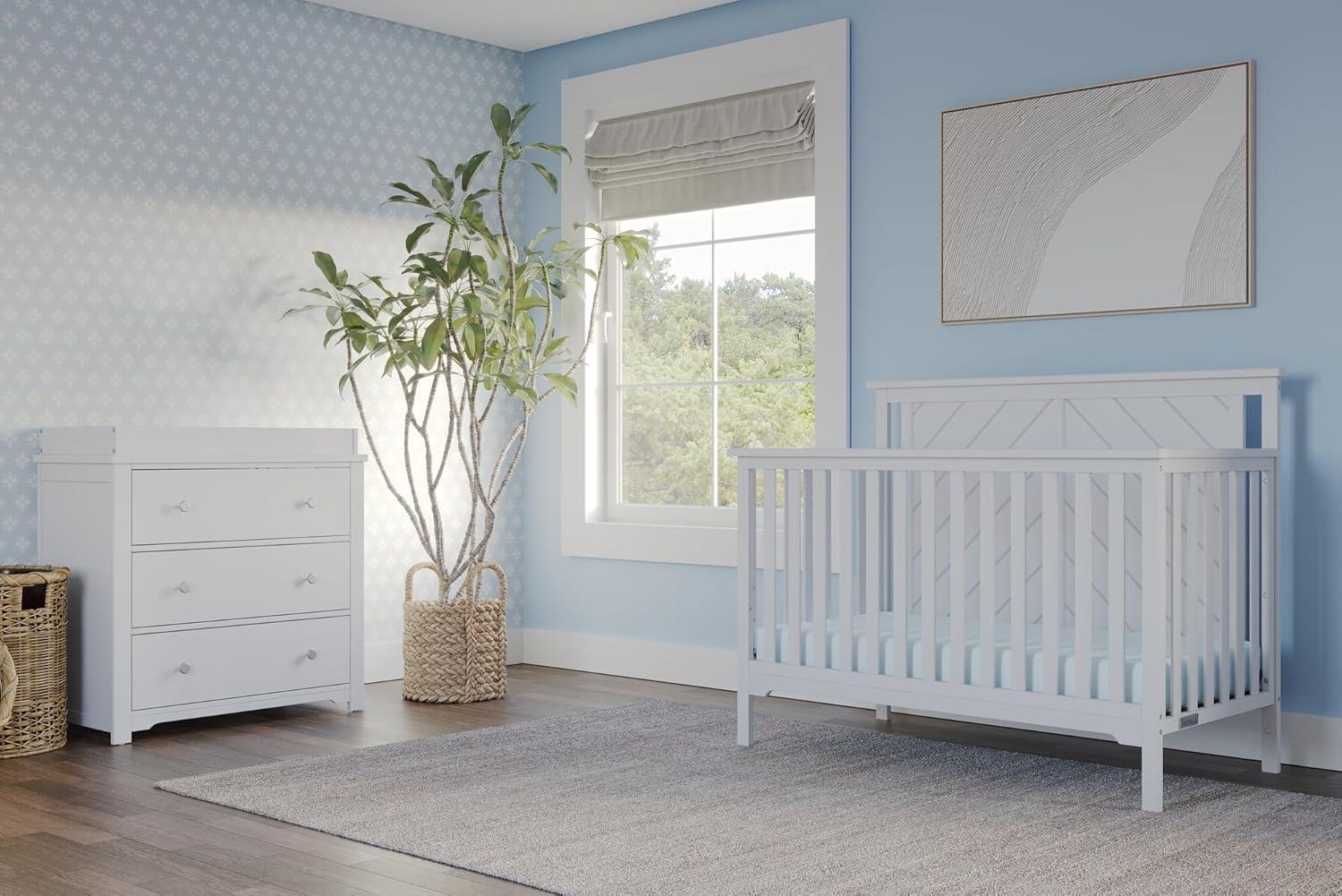 imageChild Craft Hampton Flat Top 4in1 Convertible Crib Baby Crib Converts to Day Bed Toddler Bed and Full Size Bed 3 Adjustable Mattress Positions NonToxic Baby Safe Finish Matte White