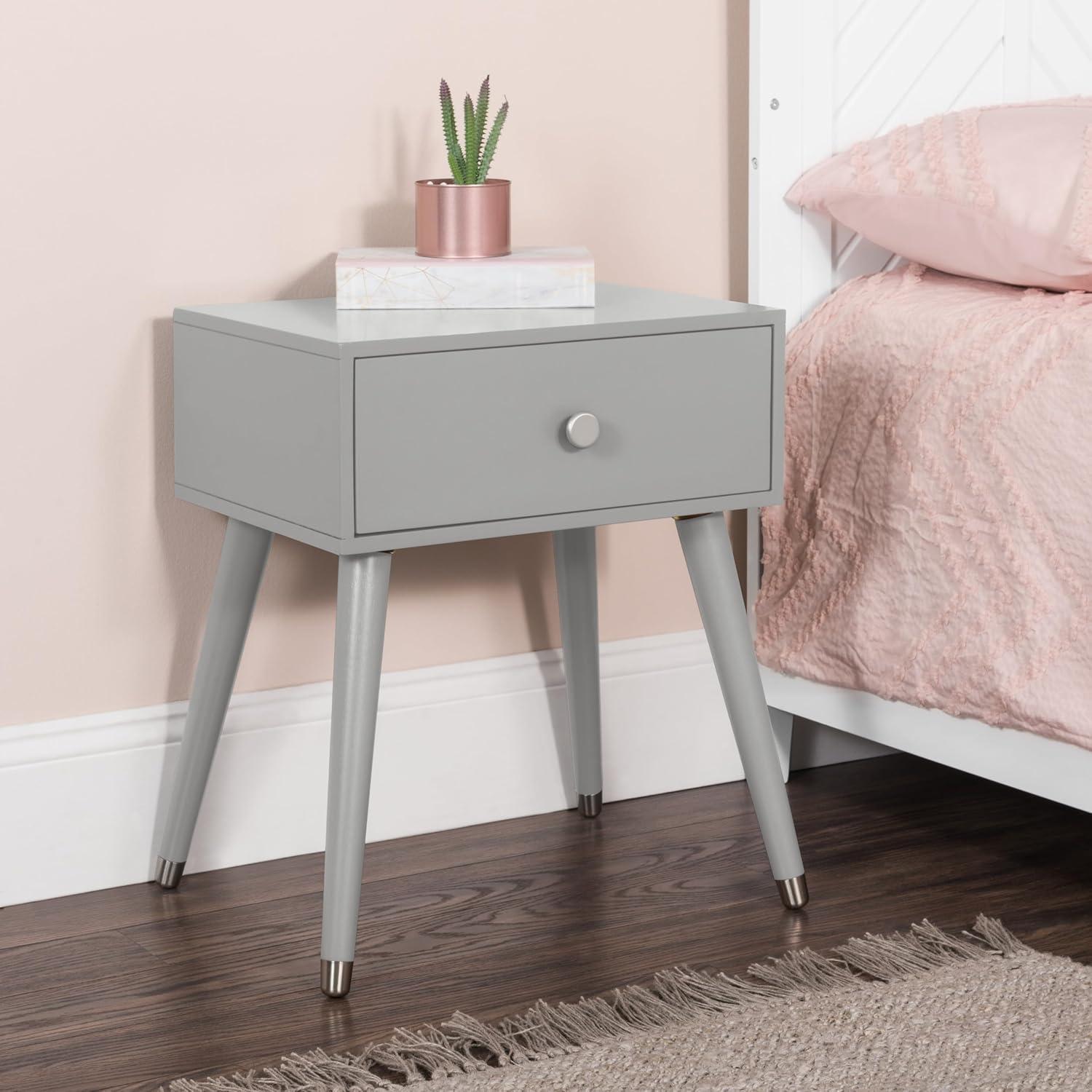 imageChild Craft Jordyn 2 Drawer Nightstand for Nursery or Bedroom Large Storage Drawers Made of Sturdy Pinewood NonToxic Baby Safe Finish Lunar GrayCool Gray