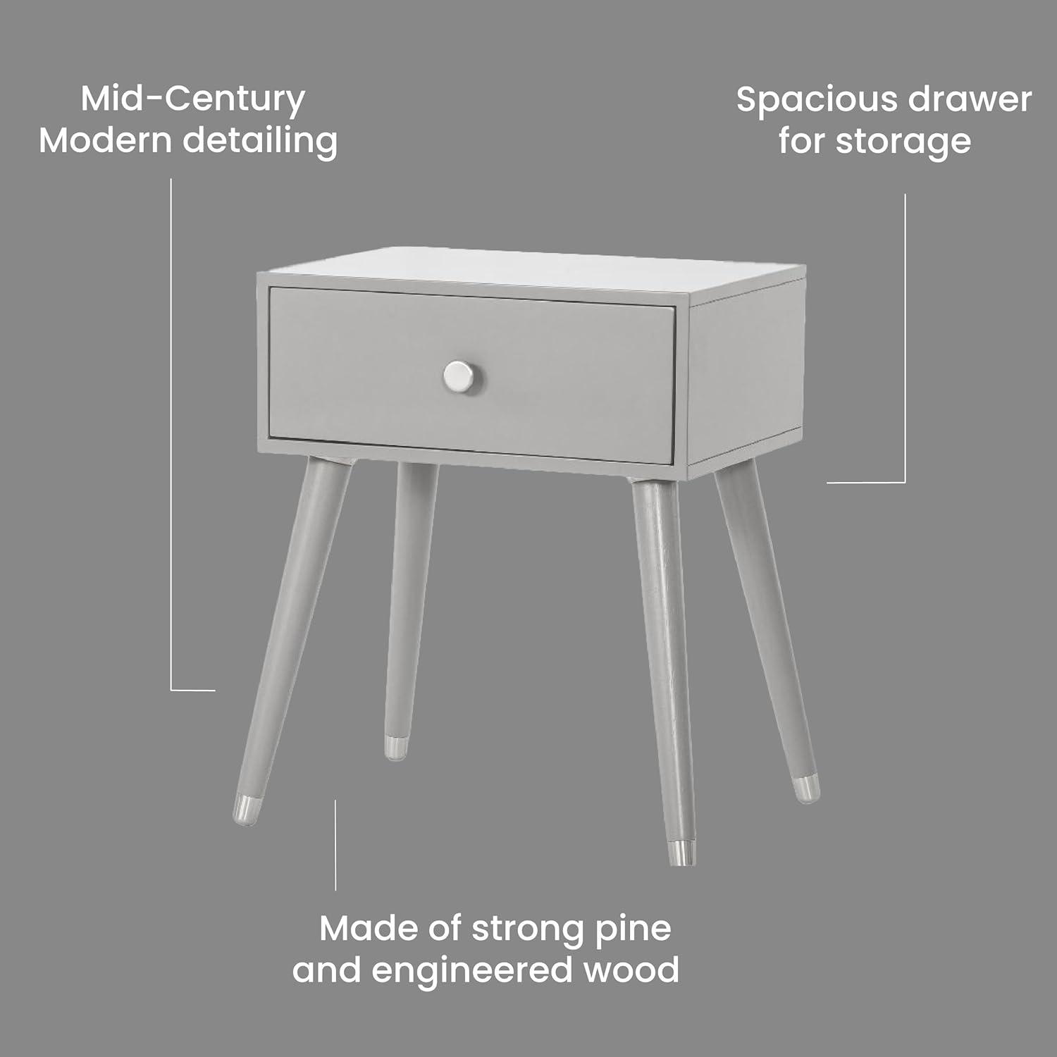 imageChild Craft Jordyn 2 Drawer Nightstand for Nursery or Bedroom Large Storage Drawers Made of Sturdy Pinewood NonToxic Baby Safe Finish Lunar GrayCool Gray