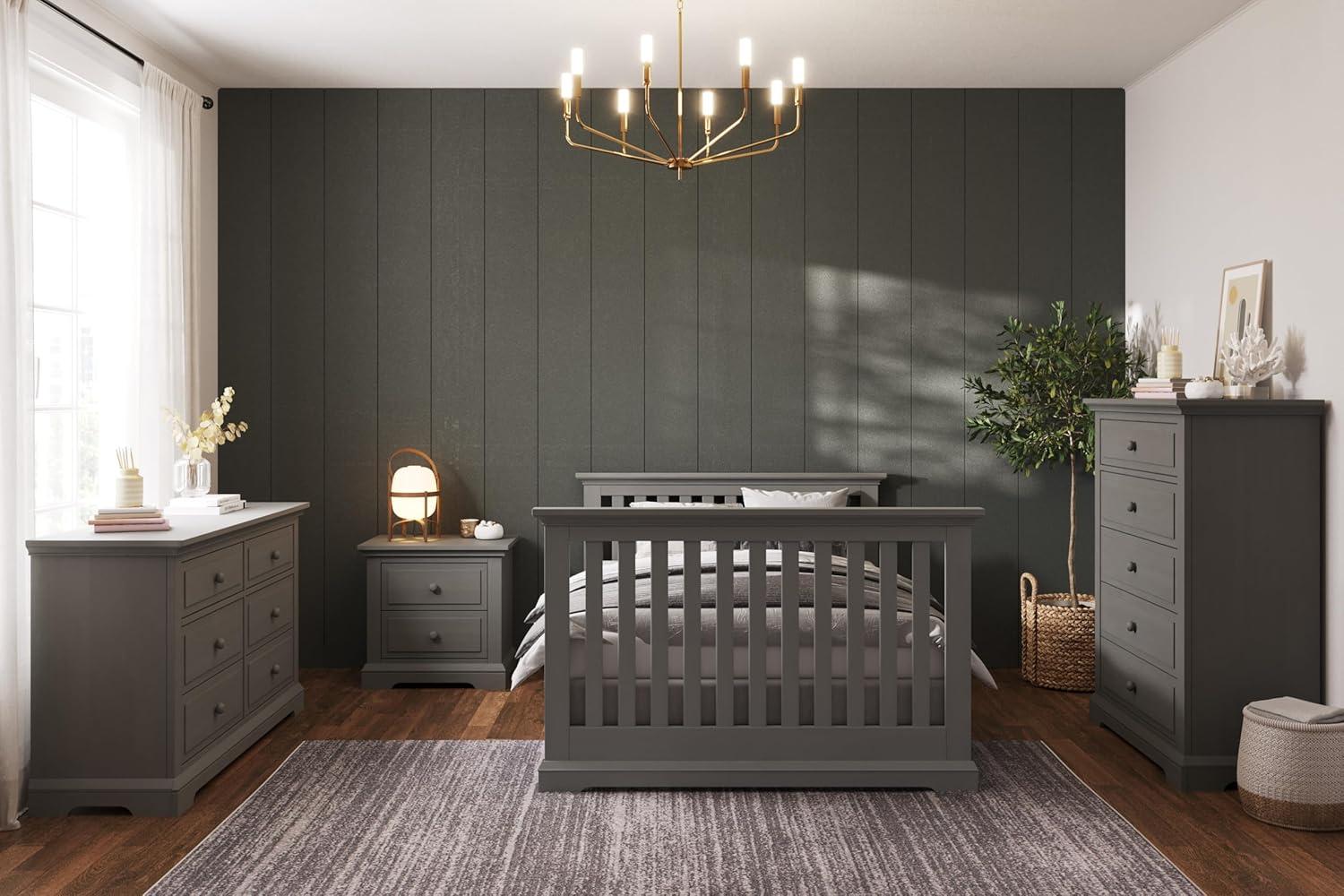 imageChild Craft Jordyn 2 Drawer Nightstand for Nursery or Bedroom Large Storage Drawers Made of Sturdy Pinewood NonToxic Baby Safe Finish Lunar GrayLunar Gray