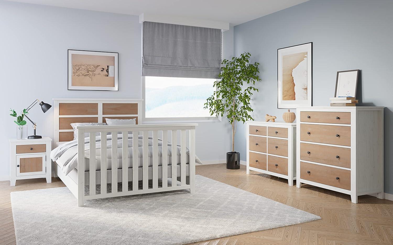 imageChild Craft Jordyn 2 Drawer Nightstand for Nursery or Bedroom Large Storage Drawers Made of Sturdy Pinewood NonToxic Baby Safe Finish Lunar GrayWhiteBrown
