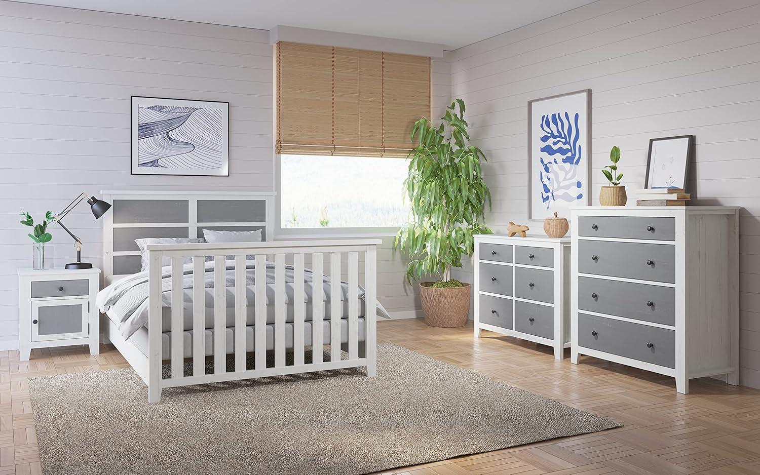 imageChild Craft Jordyn 2 Drawer Nightstand for Nursery or Bedroom Large Storage Drawers Made of Sturdy Pinewood NonToxic Baby Safe Finish Lunar GrayWhiteGray