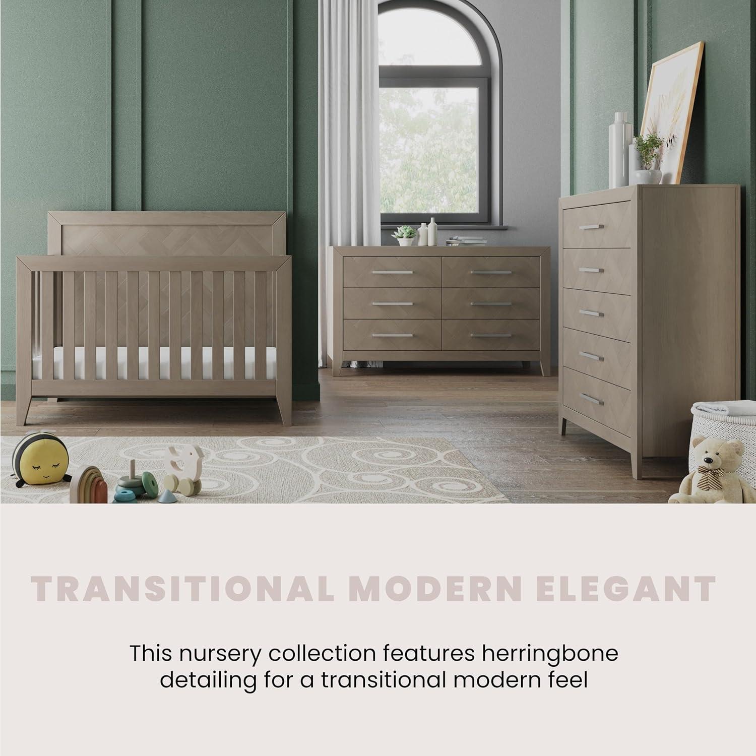 imageChild Craft Kieran 5 Drawer Chest for Nursery or Bedroom Plenty of Storage AntiTip Kit Included to Prevent Tipping NonToxic Baby Safe Finish Toasted ChestnutCrescent Gray