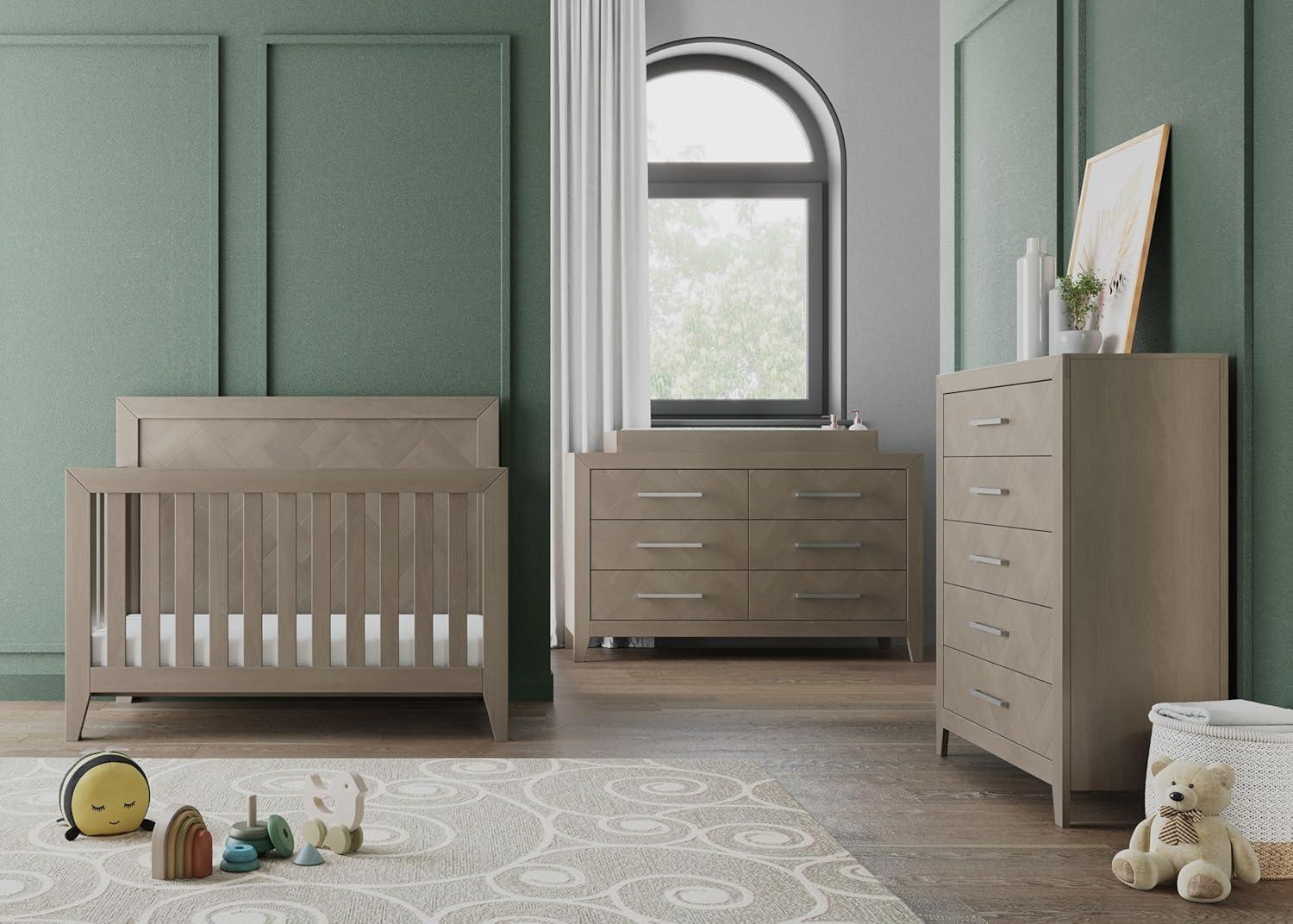 imageChild Craft Kieran 5 Drawer Chest for Nursery or Bedroom Plenty of Storage AntiTip Kit Included to Prevent Tipping NonToxic Baby Safe Finish Toasted ChestnutCrescent Gray