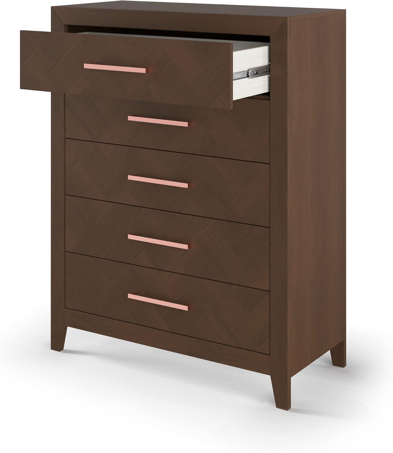 imageChild Craft Kieran 5 Drawer Chest for Nursery or Bedroom Plenty of Storage AntiTip Kit Included to Prevent Tipping NonToxic Baby Safe Finish Toasted ChestnutToasted Chestnut