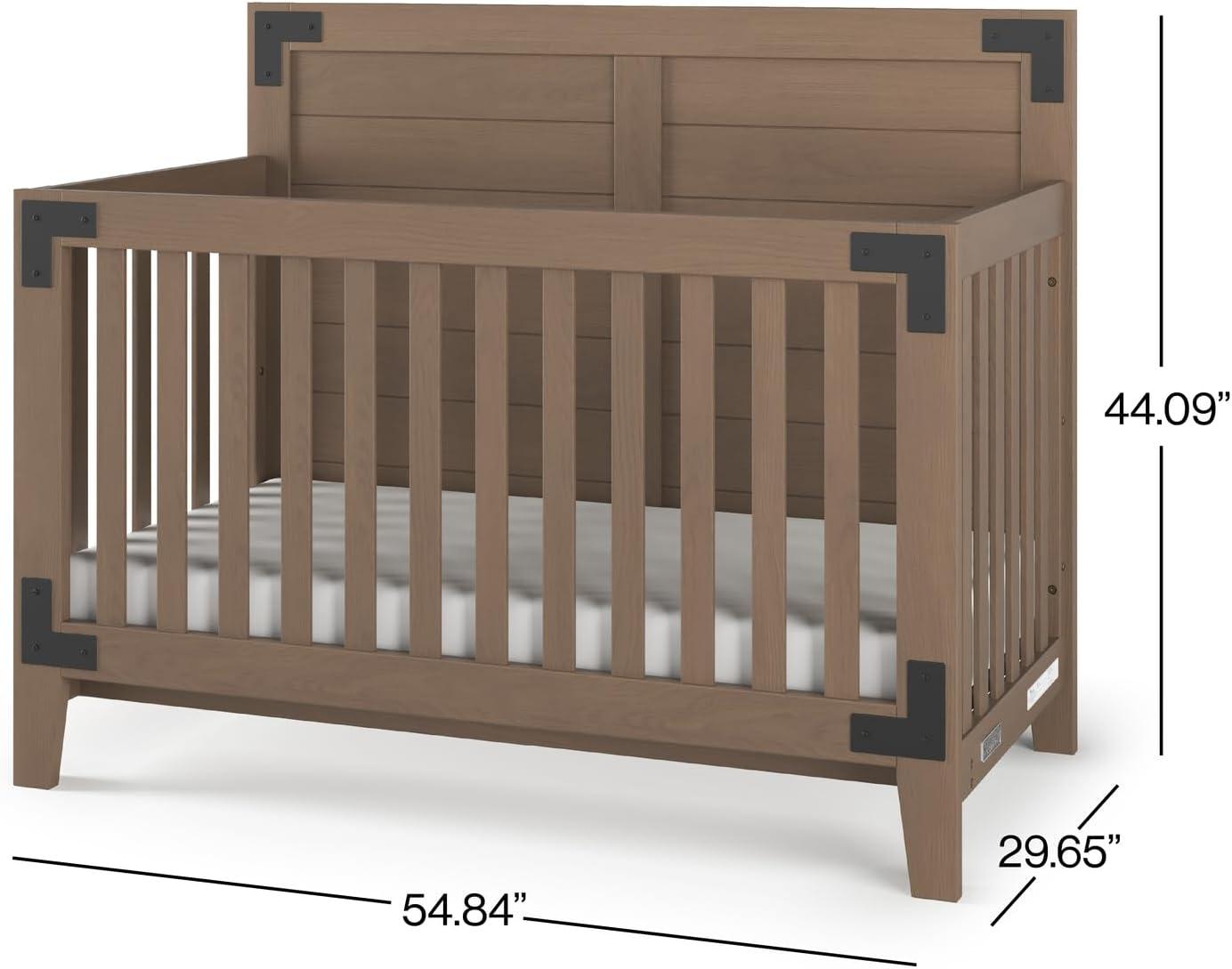 imageChild Craft Lucas 4in1 Convertible Crib Baby Crib Converts to Day Bed Toddler Bed and Full Size Bed 3 Adjustable Mattress Positions NonToxic Baby Safe Finish Dusty Heather