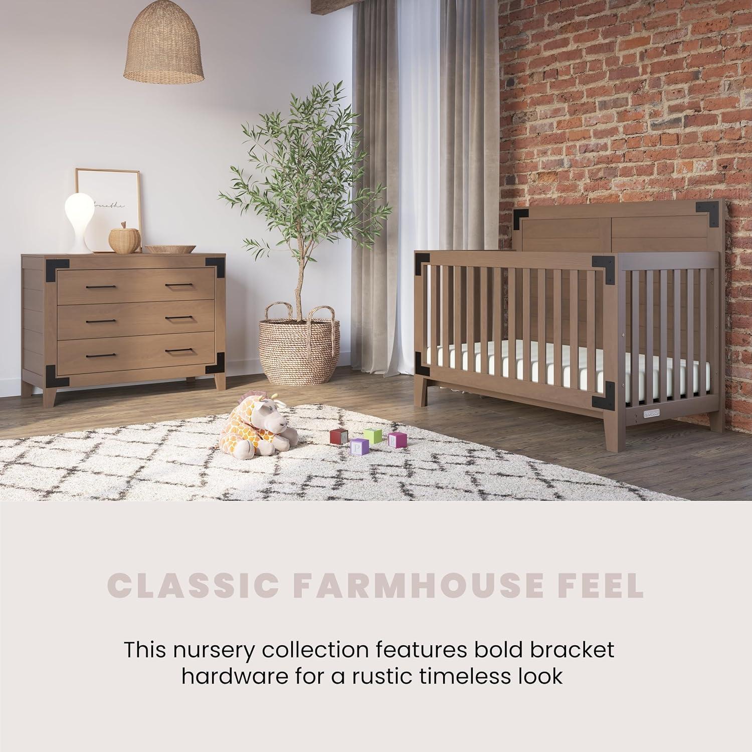 imageChild Craft Lucas 4in1 Convertible Crib Baby Crib Converts to Day Bed Toddler Bed and Full Size Bed 3 Adjustable Mattress Positions NonToxic Baby Safe Finish Dusty Heather