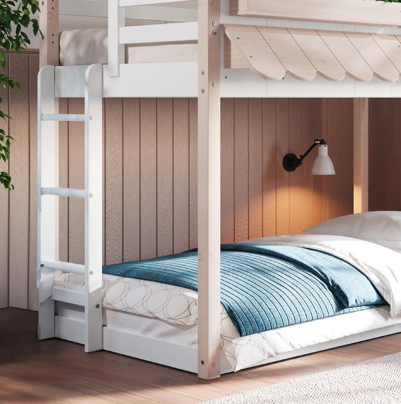 imageChild Craft Modern Farmhouse Twin Over Twin Bunk Bed for Kids Low Wooden Montessori Bunk Bed Easy to Access Ladder to Top Bunk NonToxic Baby Safe FinishGarden Cottage