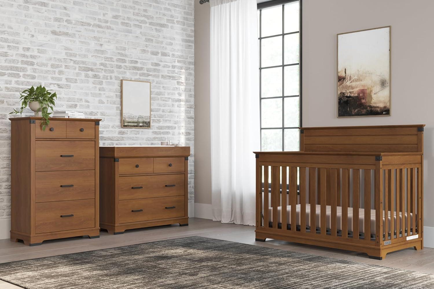 imageChild Craft Redmond 4 Drawer Chest for Nursery or Bedroom Plenty of Storage AntiTip Kit Included to Prevent Tipping NonToxic Baby Safe Finish Coach CherryBrown