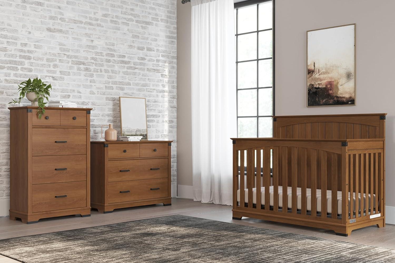 imageChild Craft Redmond 4in1 Convertible Baby Crib Wood Nursery Furniture Converts to Toddler Bed Daybed amp Full Bed Adjustable Mattress Heights Rustic Style NonToxic Baby Safe Finish Dapper Gray 4in1 Crib Baby Safe Finish NonToxic AdjustableCoach Cherry