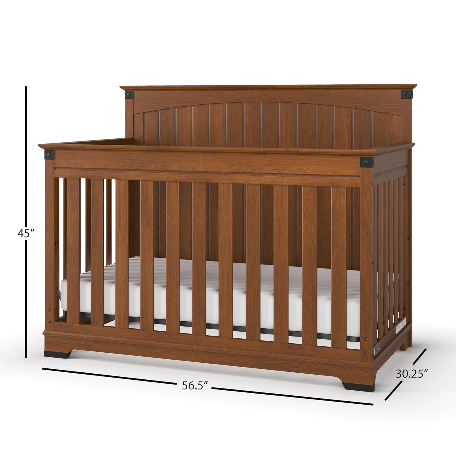 imageChild Craft Redmond 4in1 Convertible Baby Crib Wood Nursery Furniture Converts to Toddler Bed Daybed amp Full Bed Adjustable Mattress Heights Rustic Style NonToxic Baby Safe Finish Dapper Gray 4in1 Crib Baby Safe Finish NonToxic AdjustableCoach Cherry