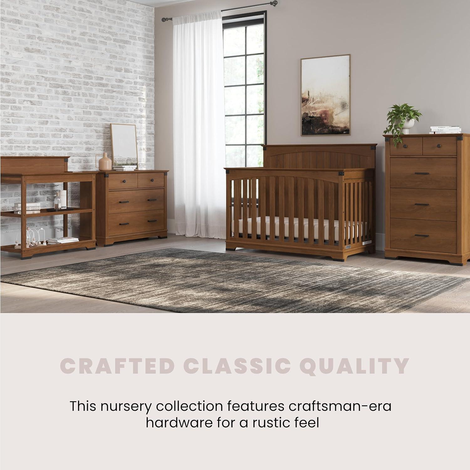 imageChild Craft Redmond 4in1 Convertible Baby Crib Wood Nursery Furniture Converts to Toddler Bed Daybed amp Full Bed Adjustable Mattress Heights Rustic Style NonToxic Baby Safe Finish Dapper Gray 4in1 Crib Baby Safe Finish NonToxic AdjustableCoach Cherry