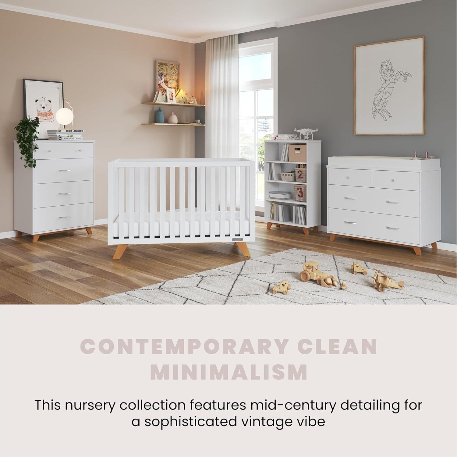 imageChild Craft SOHO 4in1 Convertible Crib Baby Crib Converts to Day Bed Toddler Bed and Full Size Bed 3 Adjustable Mattress Positions NonToxic Baby Safe Finish WhiteNatural