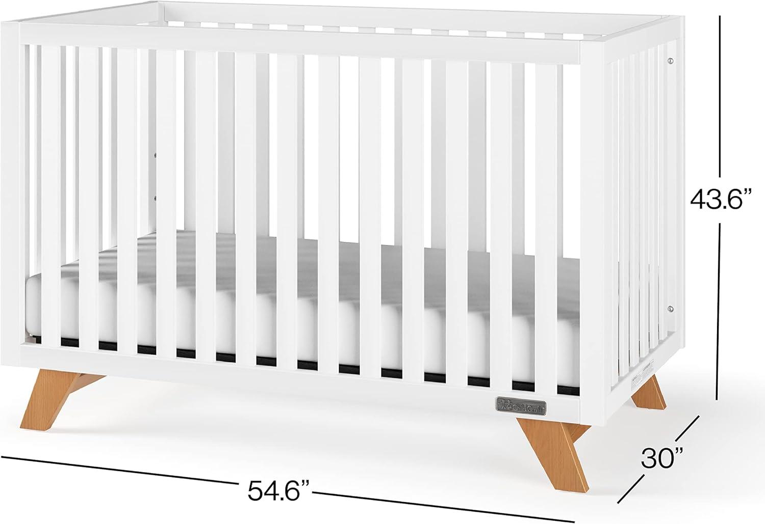 imageChild Craft SOHO 4in1 Convertible Crib Baby Crib Converts to Day Bed Toddler Bed and Full Size Bed 3 Adjustable Mattress Positions NonToxic Baby Safe Finish WhiteNatural