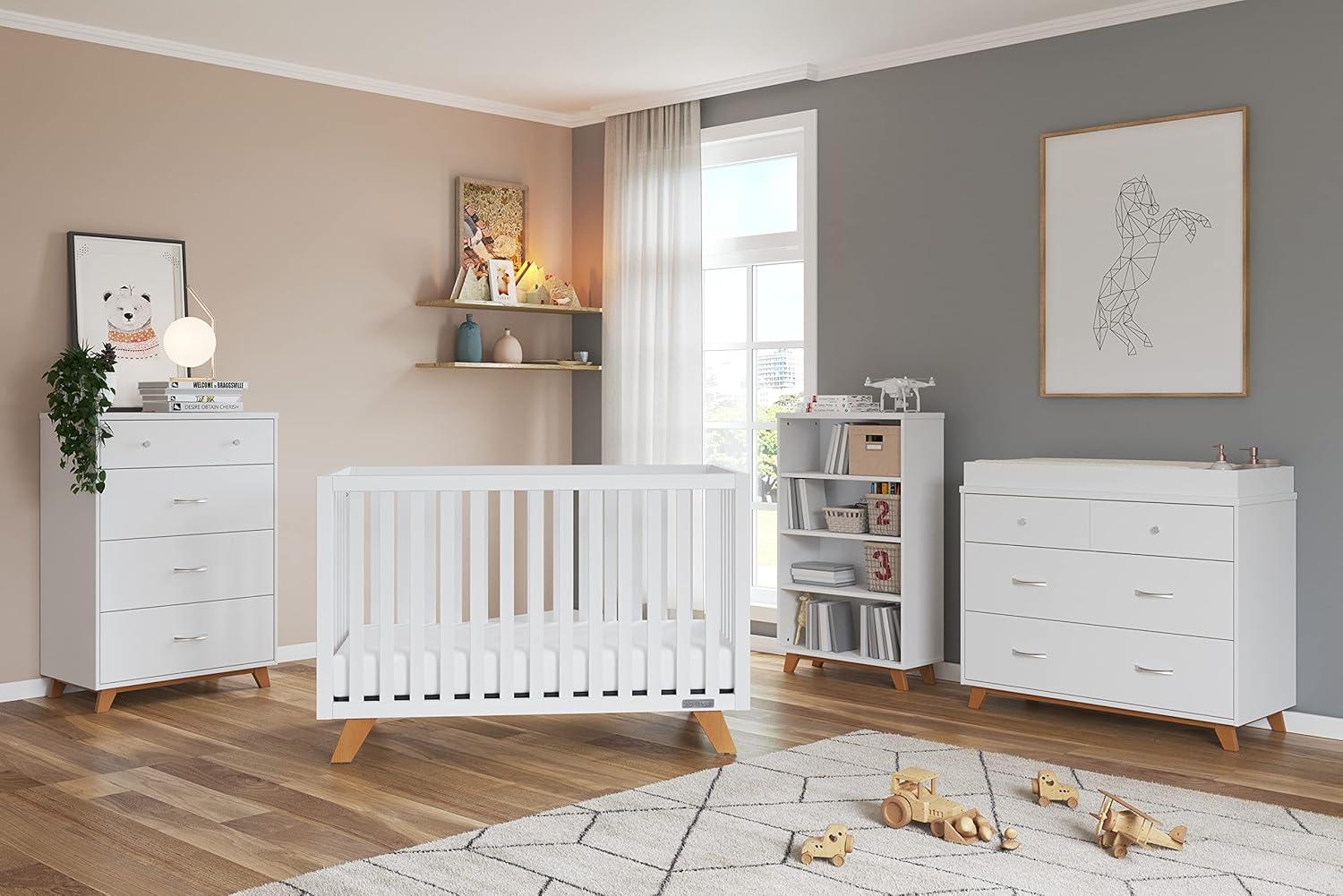 imageChild Craft SOHO 4in1 Convertible Crib Baby Crib Converts to Day Bed Toddler Bed and Full Size Bed 3 Adjustable Mattress Positions NonToxic Baby Safe Finish WhiteNatural