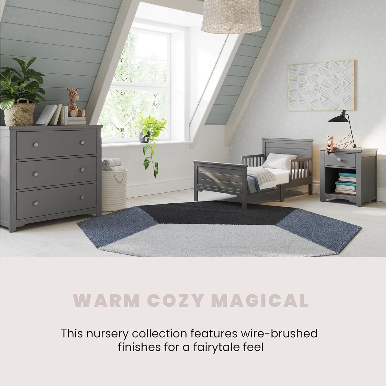 imageChild Craft Woodland Flat Top Toddler Bed for Kids with Guard Rails Low to Ground Design Made of Pinewood Featuring Clean Lines to Match Any Dcor Brushed PebbleBrushed Pebble
