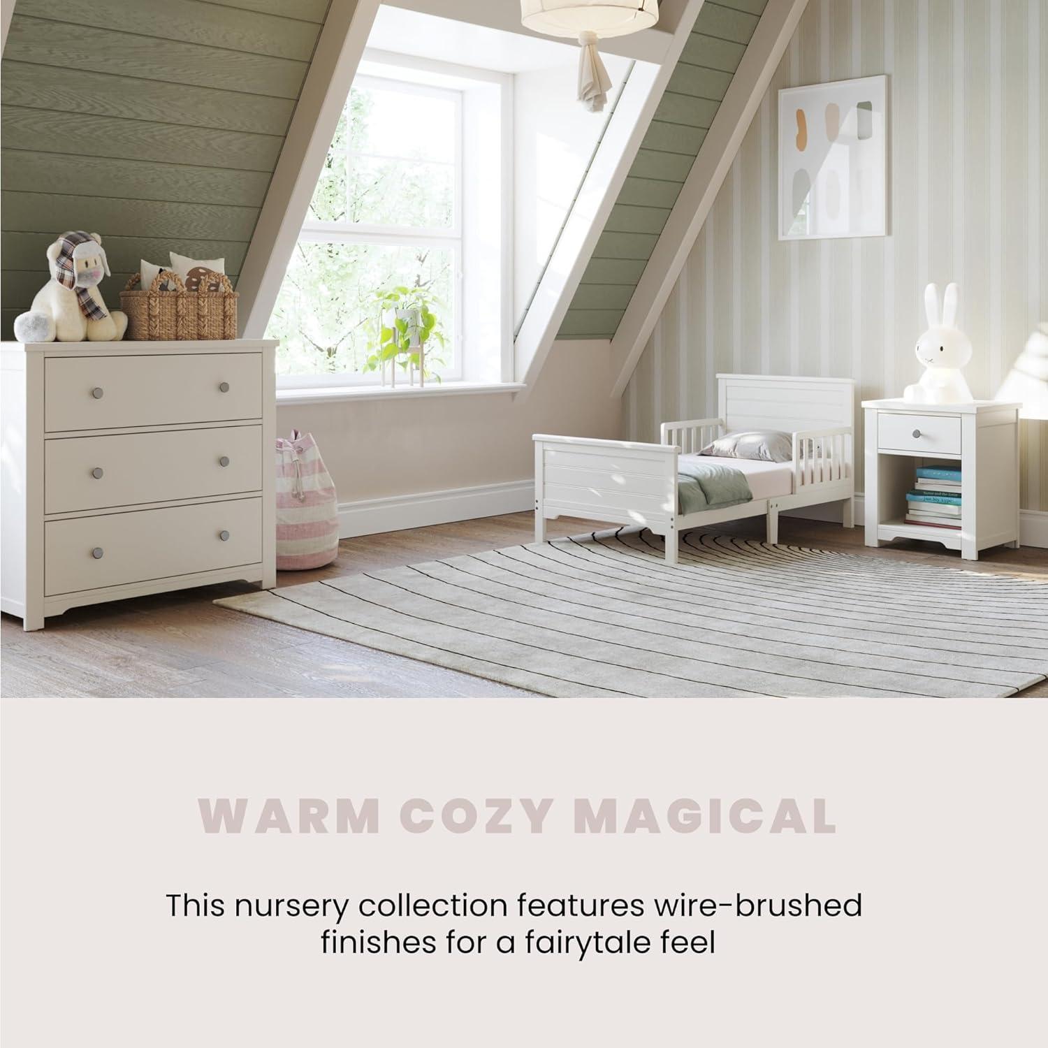 imageChild Craft Woodland Flat Top Toddler Bed for Kids with Guard Rails Low to Ground Design Made of Pinewood Featuring Clean Lines to Match Any Dcor Brushed PebbleBrushed Cotton