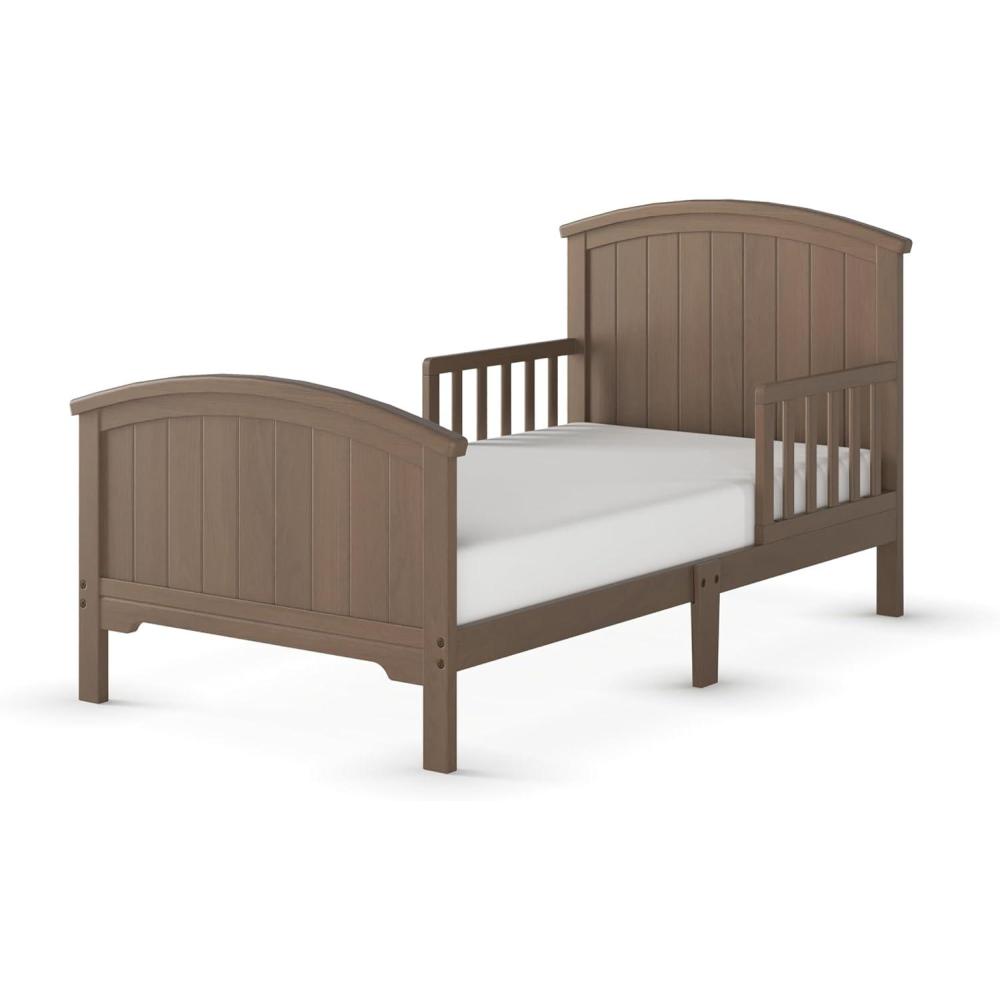 imageChild Craft Hampton Arch Top Toddler Bed for Kids with Guard Rails Low to Ground Design Made of Pinewood Featuring Clean Lines to Match Any Dcor Matte WhiteDusty Heather