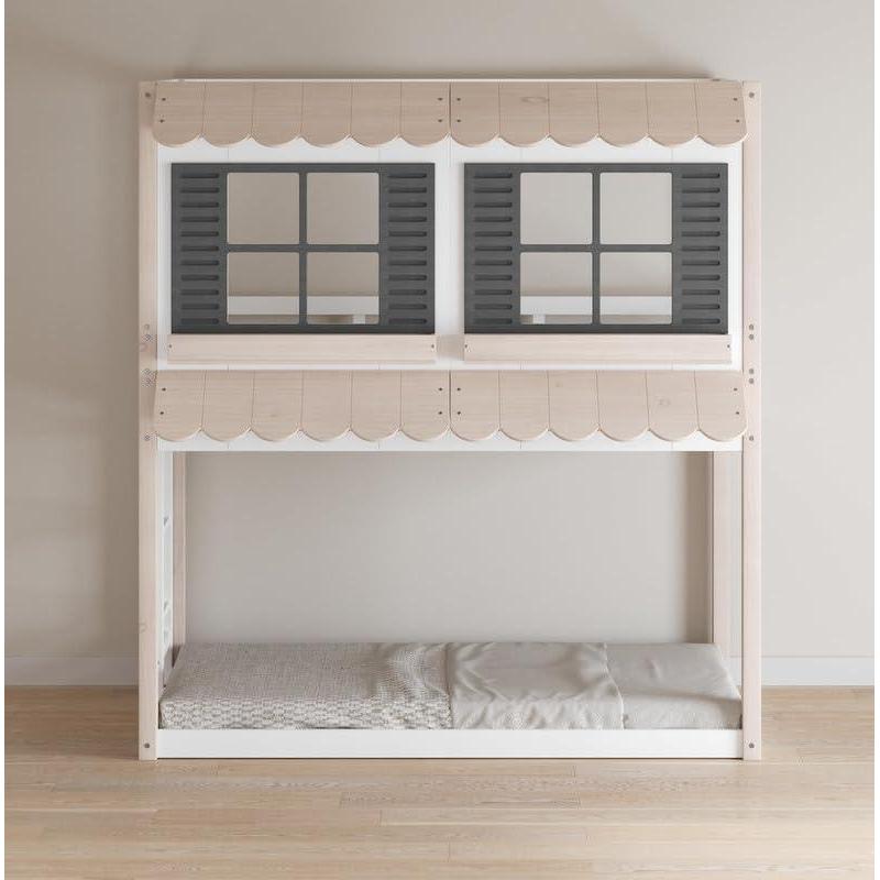 imageChild Craft Modern Farmhouse Twin Over Twin Bunk Bed for Kids Low Wooden Montessori Bunk Bed Easy to Access Ladder to Top Bunk NonToxic Baby Safe FinishGarden Cottage