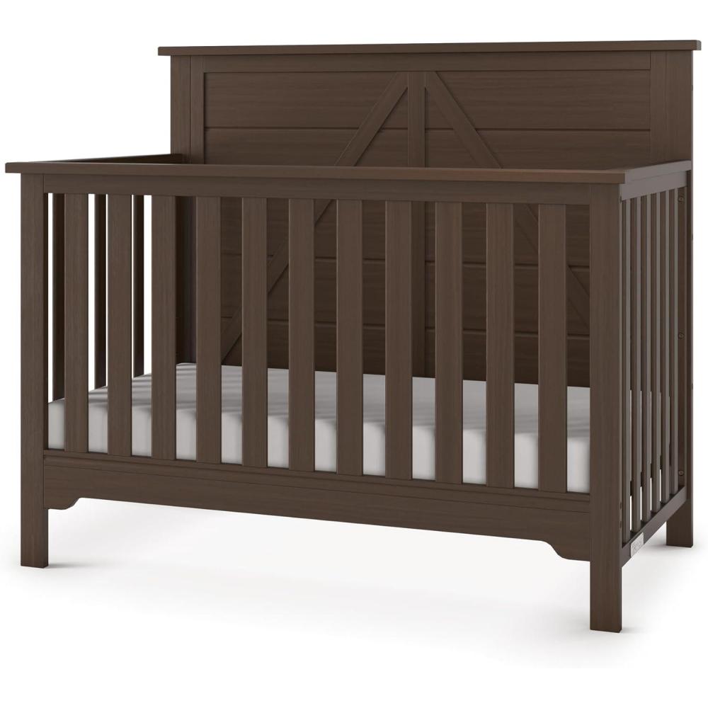 imageChild Craft Woodland 4in1 Convertible Crib Baby Crib Converts to Day Bed Toddler Bed and Full Size Bed 3 Adjustable Mattress Positions NonToxic Baby Safe Finish Brushed Truffle