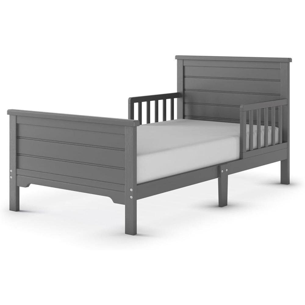 imageChild Craft Woodland Flat Top Toddler Bed for Kids with Guard Rails Low to Ground Design Made of Pinewood Featuring Clean Lines to Match Any Dcor Brushed PebbleBrushed Pebble