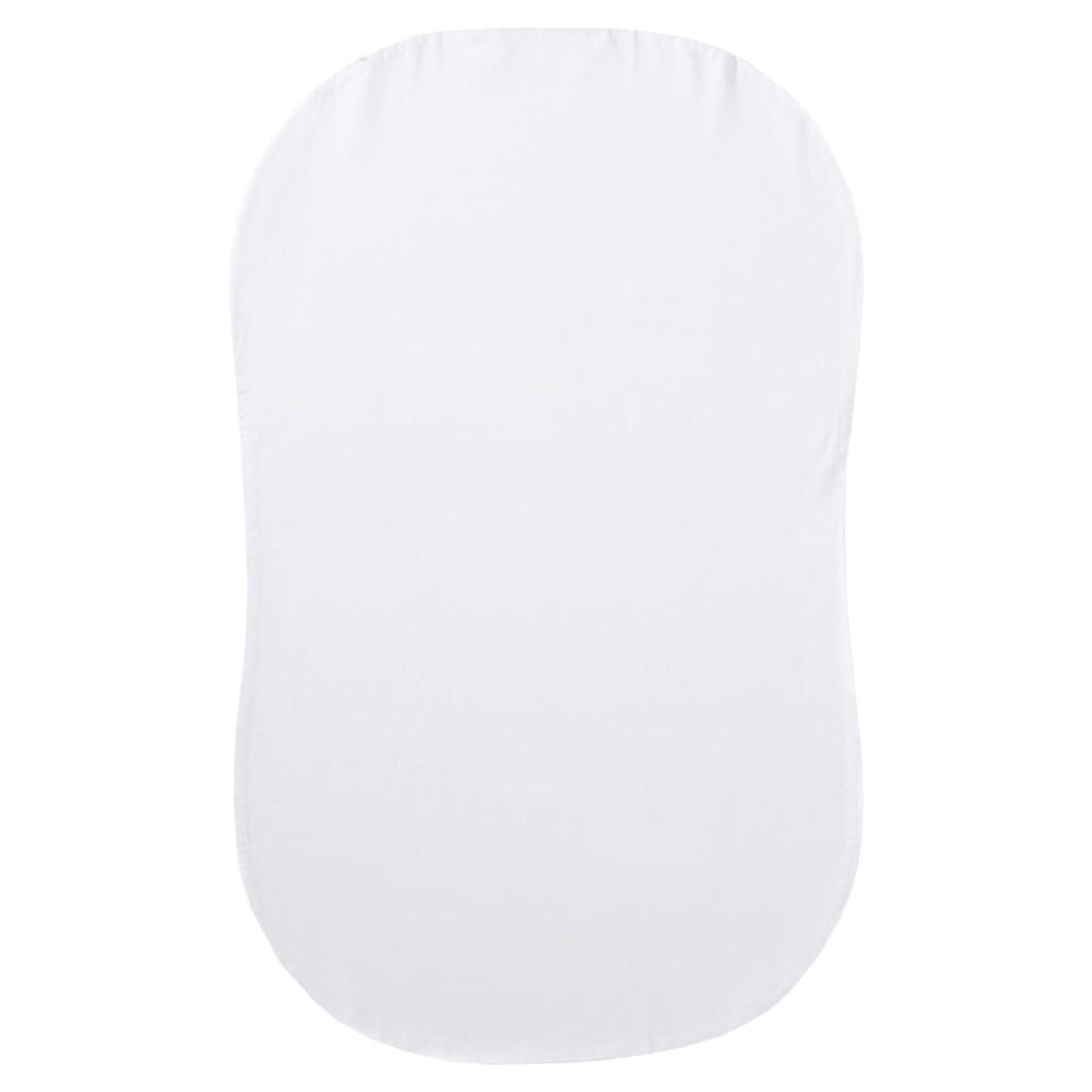 imageHALO BassiNest Fitted Sheet 100 Cotton Soft and Breathable Bassinet Sheet for Babies 30 x 16 PreShrunk Sheet PebbleWhite Organic