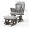 Child Craft Cozy Glider Rocker and Ottoman Set, Padded Cushion with Convenient Storage Pockets, Solid Wood Base & Frame (Matte White with Light Gray Cushion)(Dapper Gray With Light Gray Cushion)
