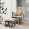 Child Craft Cozy Glider Rocker and Ottoman Set, Padded Cushion with Convenient Storage Pockets, Solid Wood Base & Frame (Matte White with Light Gray Cushion)(Dusty Heather With Beige Cushion)