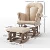 Child Craft Cozy Glider Rocker and Ottoman Set, Padded Cushion with Convenient Storage Pockets, Solid Wood Base & Frame (Matte White with Light Gray Cushion)(Dusty Heather With Beige Cushion)