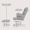 Child Craft Cozy Glider Rocker and Ottoman Set, Padded Cushion with Convenient Storage Pockets, Solid Wood Base & Frame (Matte White with Light Gray Cushion)(Matte White With Gray Cushion)