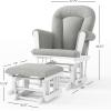 Child Craft Cozy Glider Rocker and Ottoman Set, Padded Cushion with Convenient Storage Pockets, Solid Wood Base & Frame (Matte White with Light Gray Cushion)(Matte White With Gray Cushion)